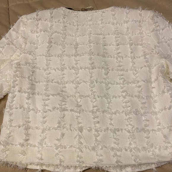 a.Peach Fuzzy White Jacket With Gold Buttons - Picture 10 of 11